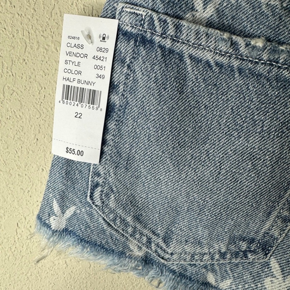 PLAYBOY Light Blue Distressed Denim Jean Shorts size 22 - Picture 3 of 5